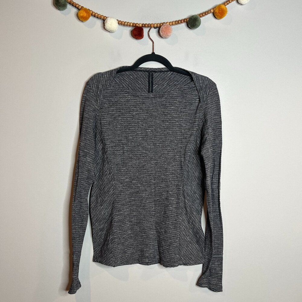 Lululemon Kanto Catch Me Long Sleeve Coco Pique Black White